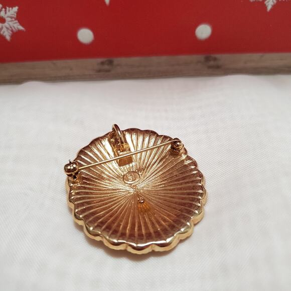 Victorian golden oval pin pendant brooch - Picture 6 of 7